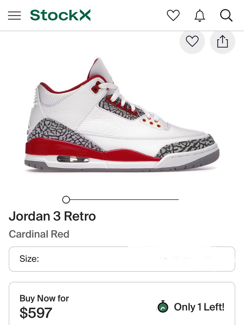 NEW Jordan Mens RETRO 3 Cardinal Red 10 AUTHENTIC